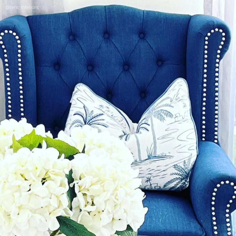 Royale Wingback Arm Chair Navy - Image 8