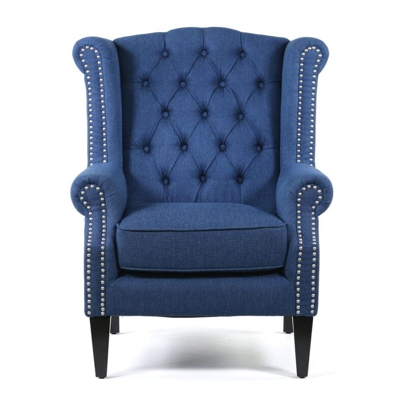 Royale Wingback Arm Chair Navy - Image 3