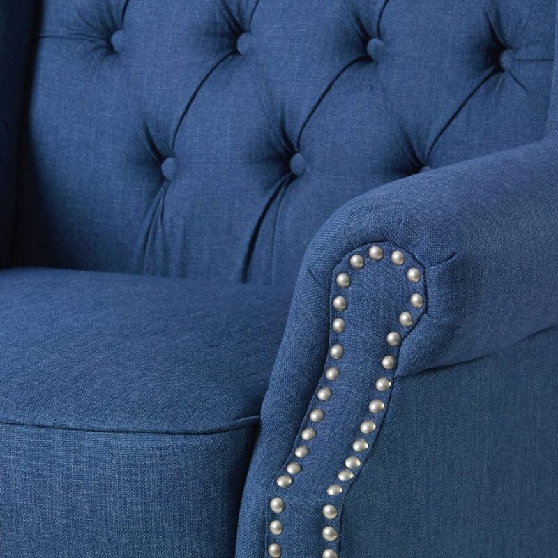 Royale Wingback Arm Chair Navy - Image 7