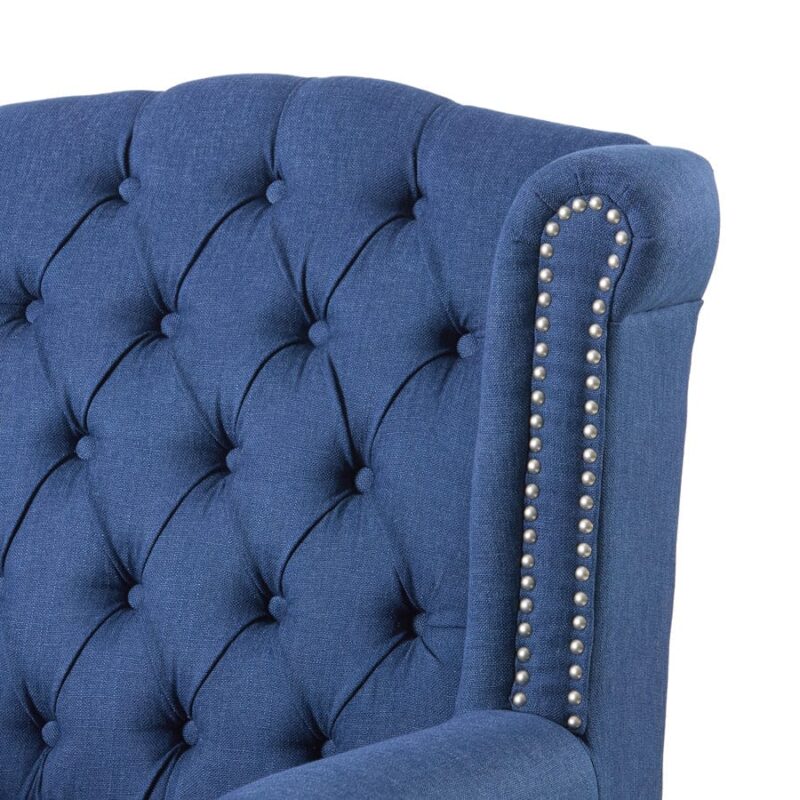 Royale Wingback Arm Chair Navy - Image 6