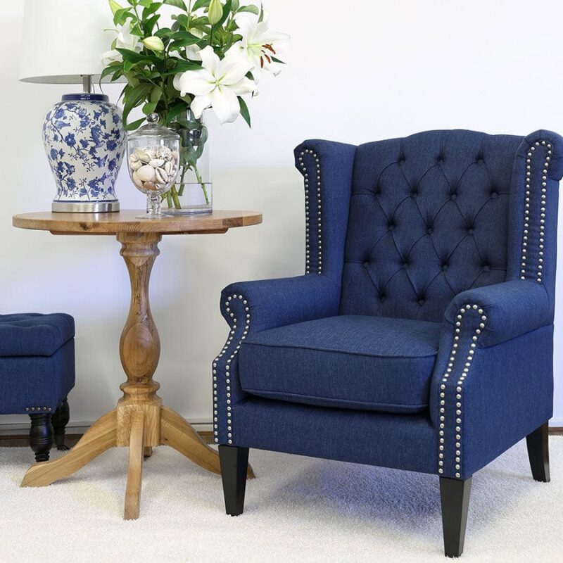 Royale Wingback Arm Chair Navy - Image 2