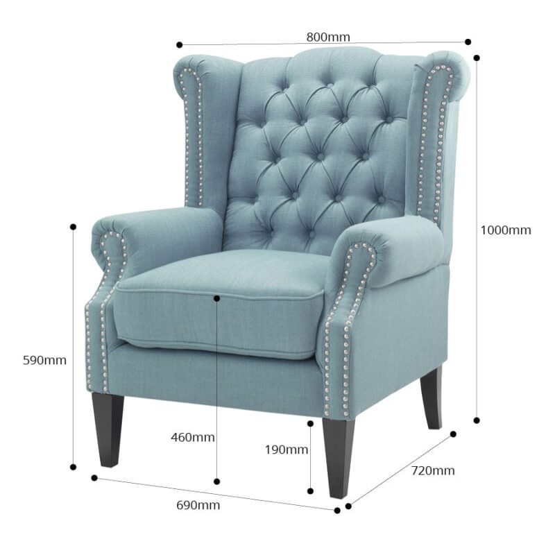 Royale Wingback Arm Chair Teal - Image 7