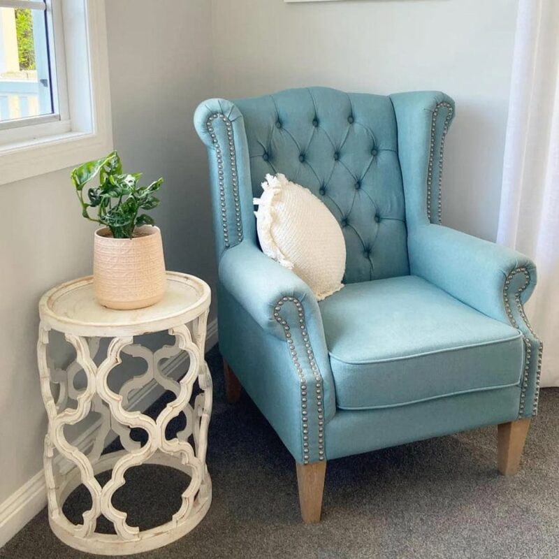 Royale Wingback Arm Chair Teal - Image 6
