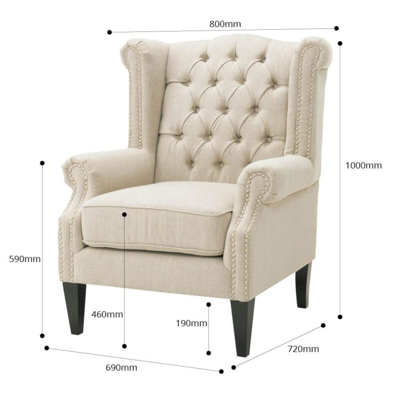 Royale Wingback Arm Chair Wheat - Image 7