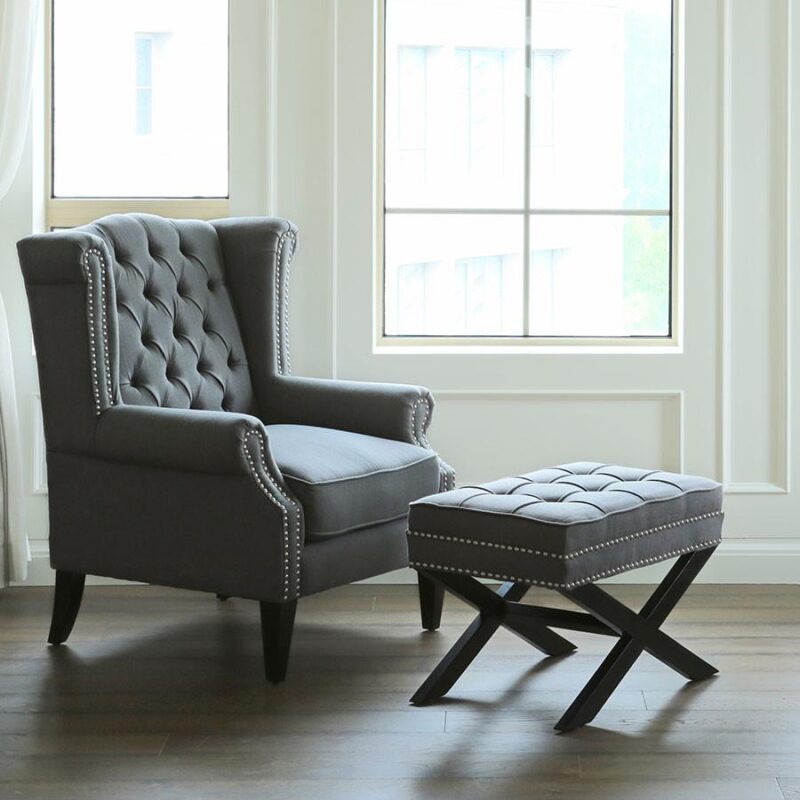 Royale Wingback Arm Chair Grey - Image 7
