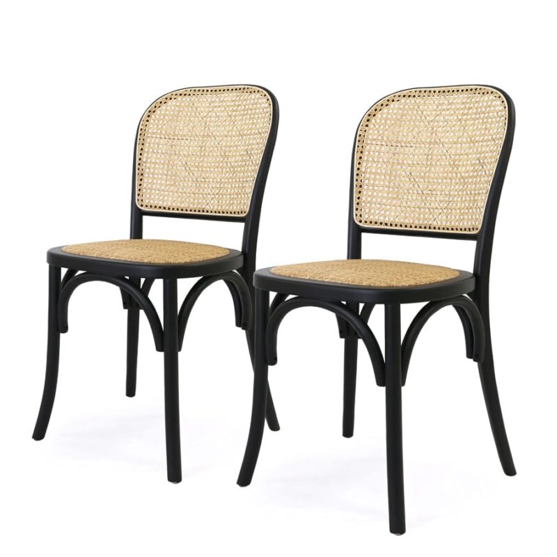 Salsa 2.0 Rattan & Bentwood Dining Chair Black | Set of 2