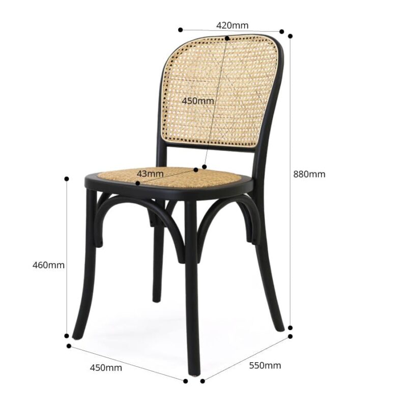 Salsa 2.0 Rattan & Bentwood Dining Chair Black | Set of 2 - Image 15