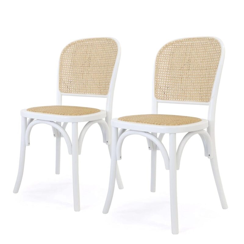 Salsa 2.0 Rattan & Bentwood Dining Chair White | Set of 2