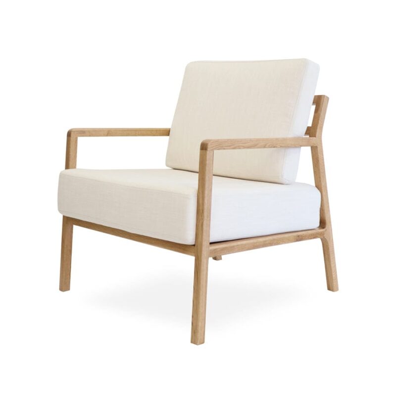 Stanford Oak Arm Chair Linen White