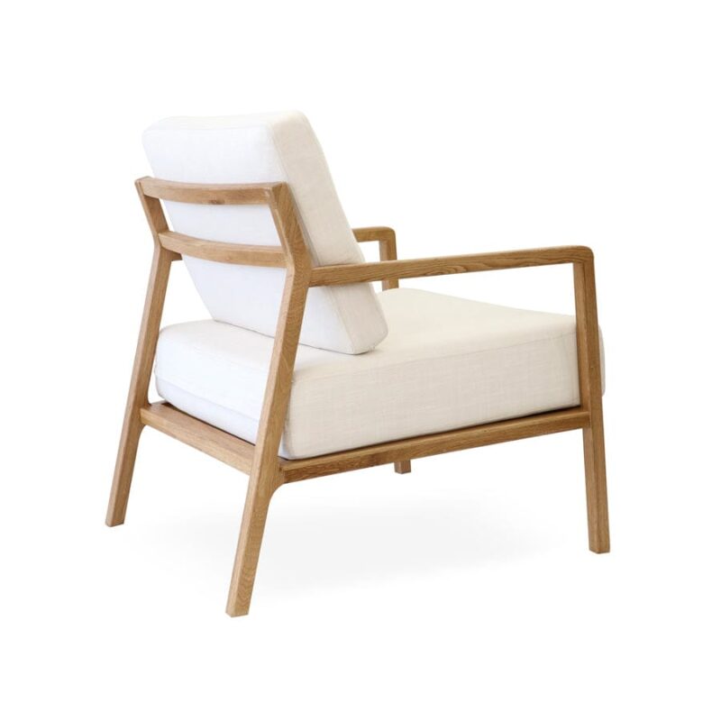 Stanford Oak Arm Chair Linen White - Image 6