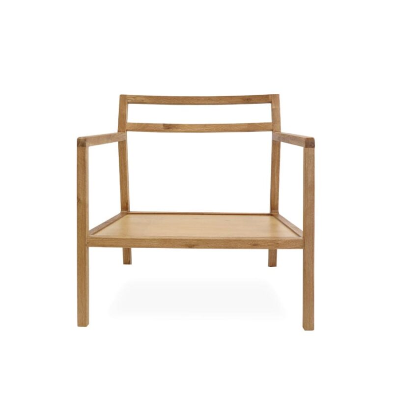 Stanford Oak Arm Chair Linen White - Image 4