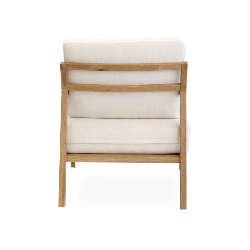 Stanford Oak Arm Chair Linen White - Image 7