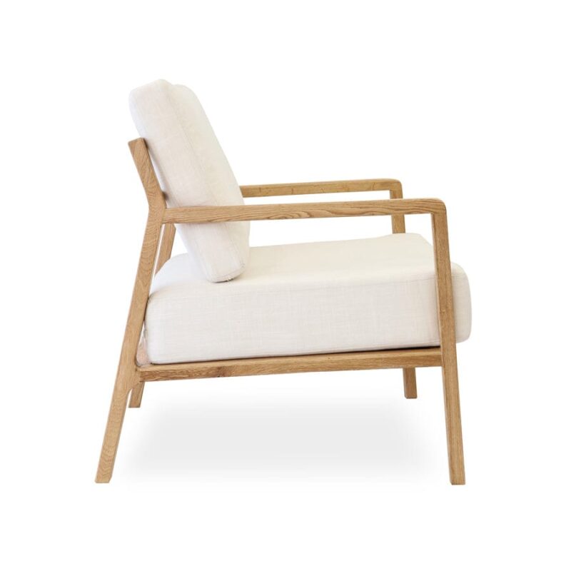 Stanford Oak Arm Chair Linen White - Image 5
