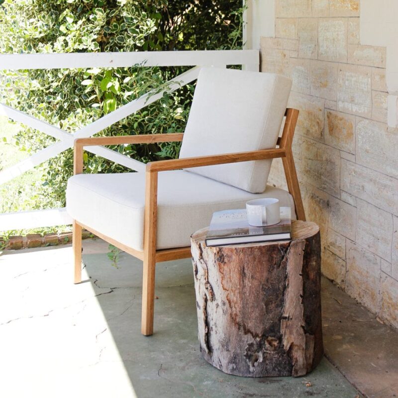Stanford Oak Arm Chair Linen White - Image 15