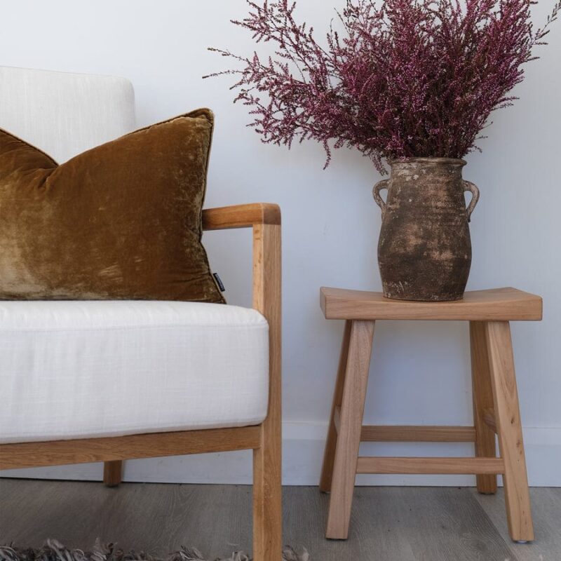 Stanford Oak Arm Chair Linen White - Image 11