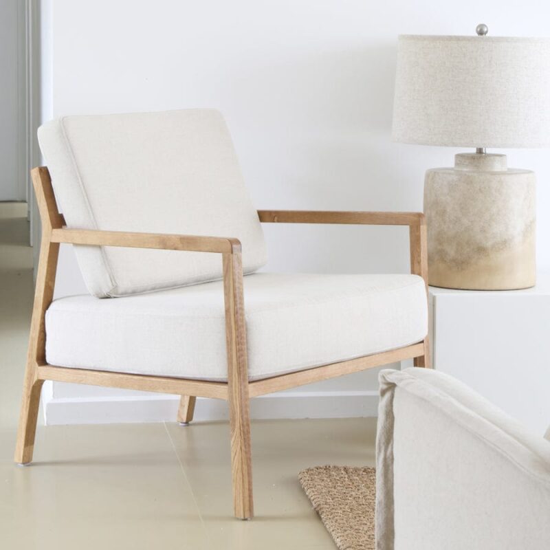 Stanford Oak Arm Chair Stone - Image 2