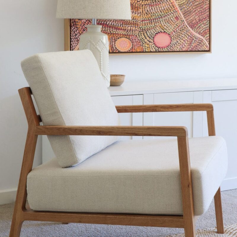 Stanford Oak Arm Chair Stone - Image 12