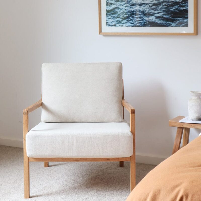 Stanford Oak Arm Chair Stone - Image 11