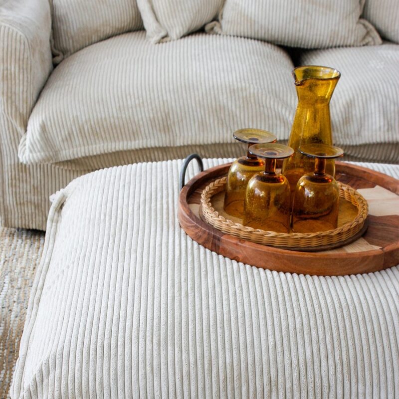The Cloud Ottoman with Almond Corduroy Slipcover - Image 7