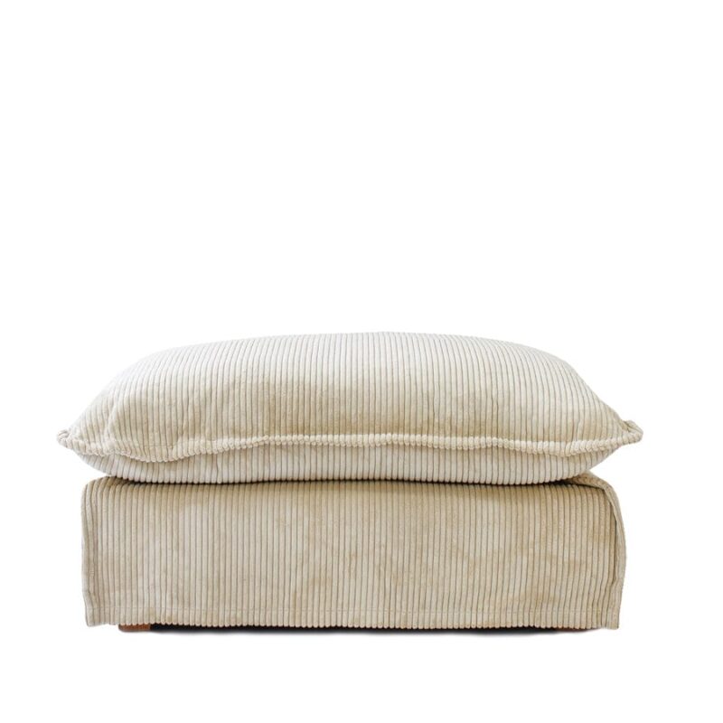 The Cloud Ottoman with Almond Corduroy Slipcover - Image 3