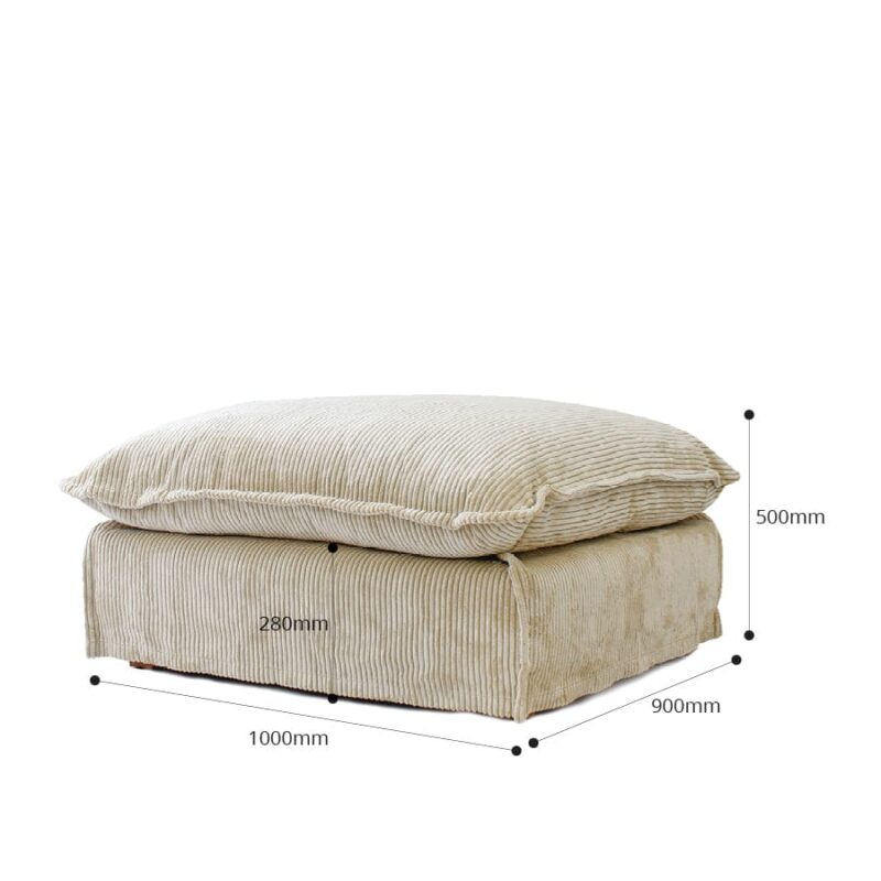 The Cloud Ottoman with Almond Corduroy Slipcover - Image 8