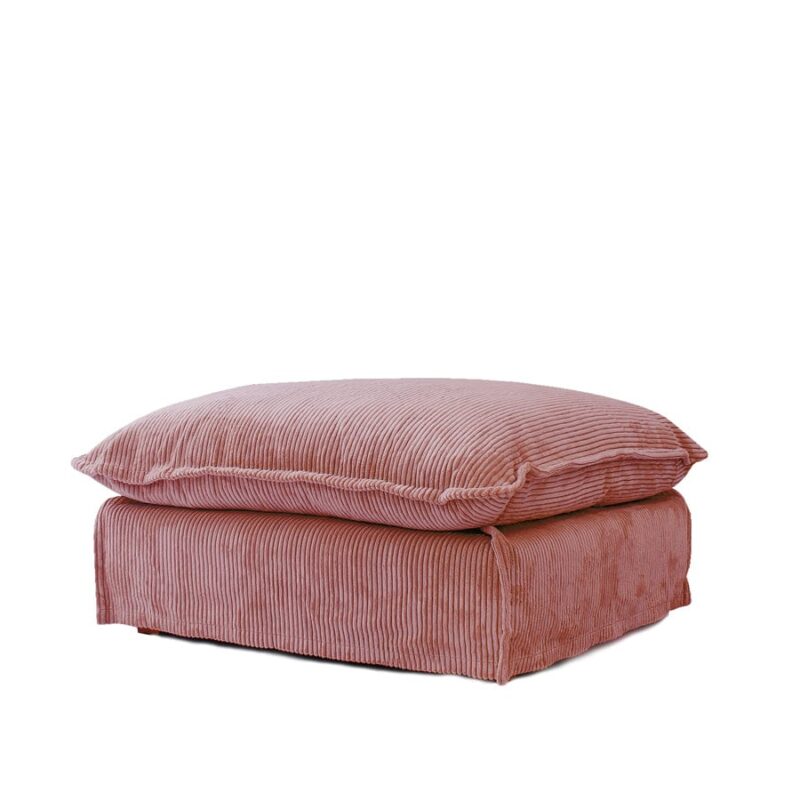 The Cloud Ottoman with Blush Corduroy Slipcover