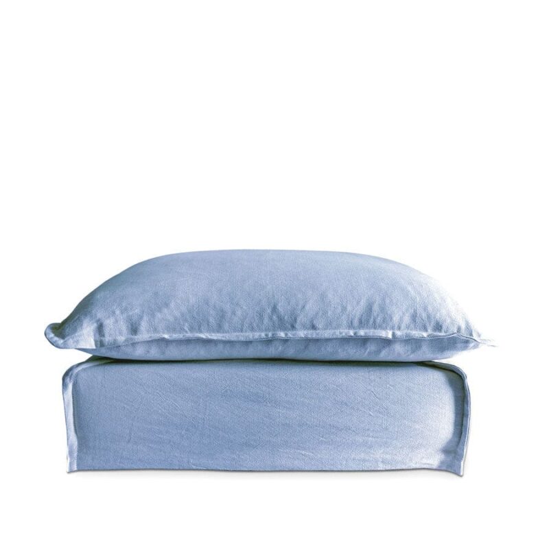 The Cloud Ottoman with Denim Blue Slipcover - Image 3