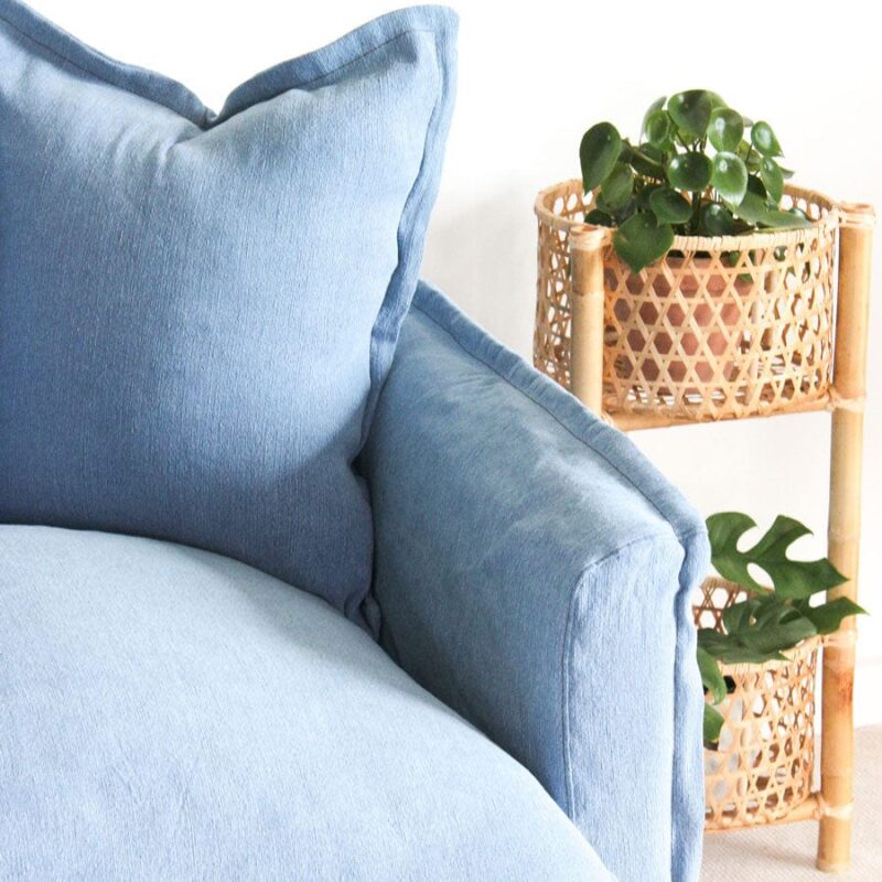 The Cloud Ottoman with Denim Blue Slipcover - Image 6