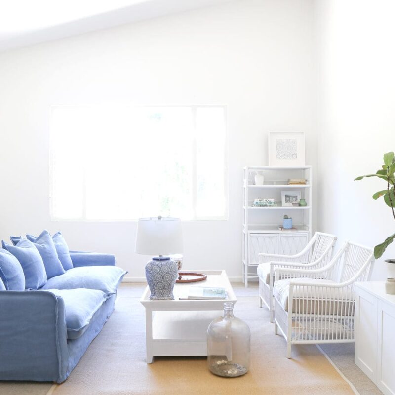 The Cloud Ottoman with Denim Blue Slipcover - Image 7