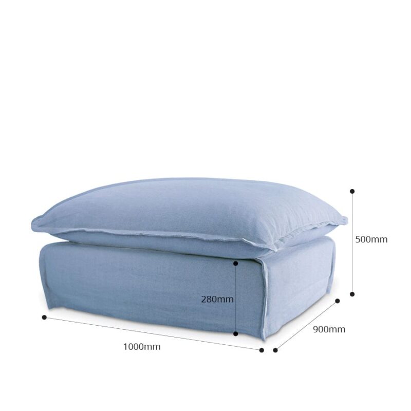 The Cloud Ottoman with Denim Blue Slipcover - Image 8