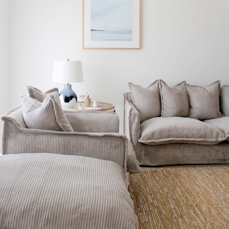 The Cloud Ottoman with Mist Corduroy Slipcover - Image 7