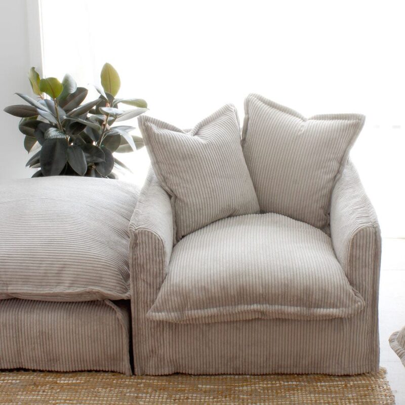The Cloud Ottoman with Mist Corduroy Slipcover - Image 5