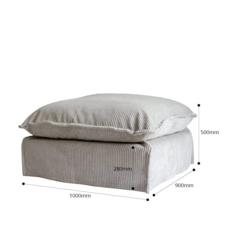 The Cloud Ottoman with Mist Corduroy Slipcover - Image 9