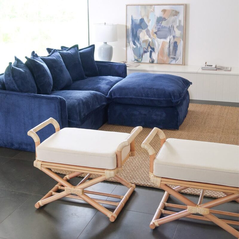 The Cloud Ottoman with Navy Slipcover - Image 6