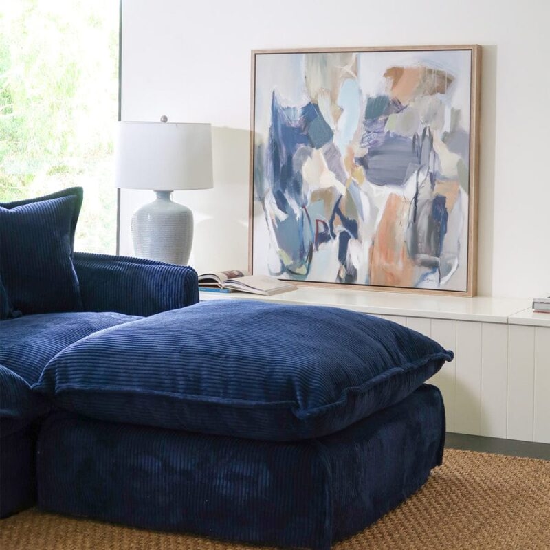 The Cloud Ottoman with Navy Slipcover - Image 2