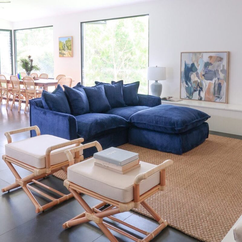 The Cloud Ottoman with Navy Slipcover - Image 8