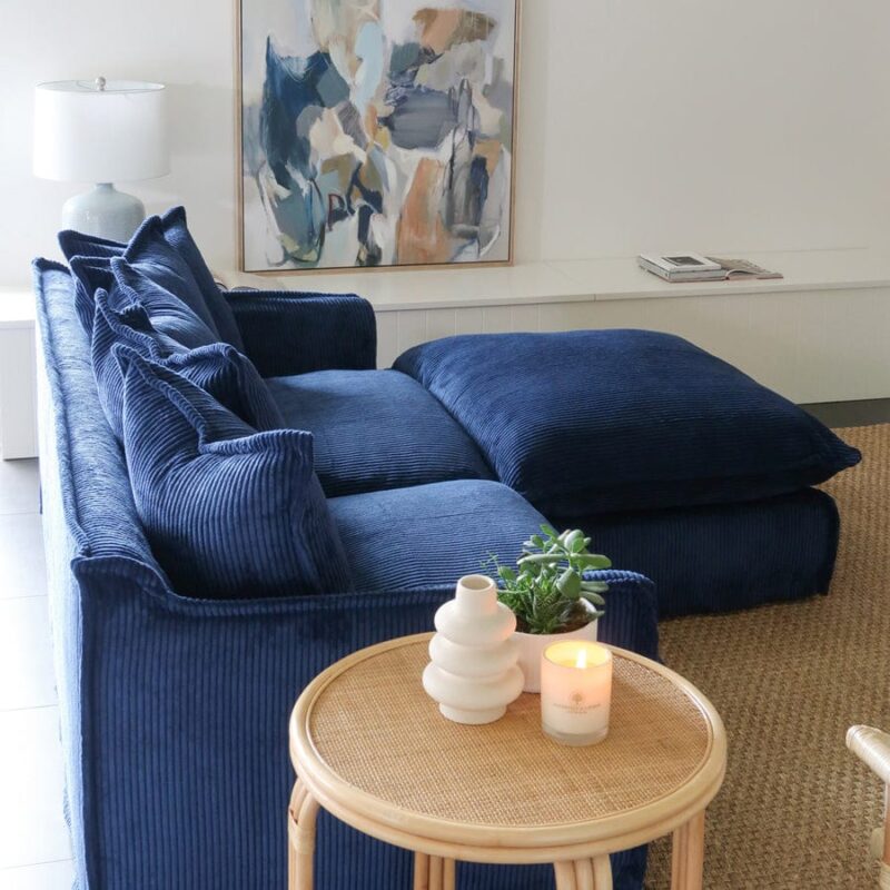 The Cloud Ottoman with Navy Slipcover - Image 7