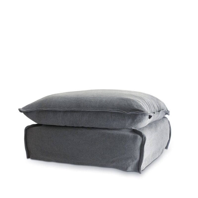 The Cloud Ottoman with Slate Slipcover