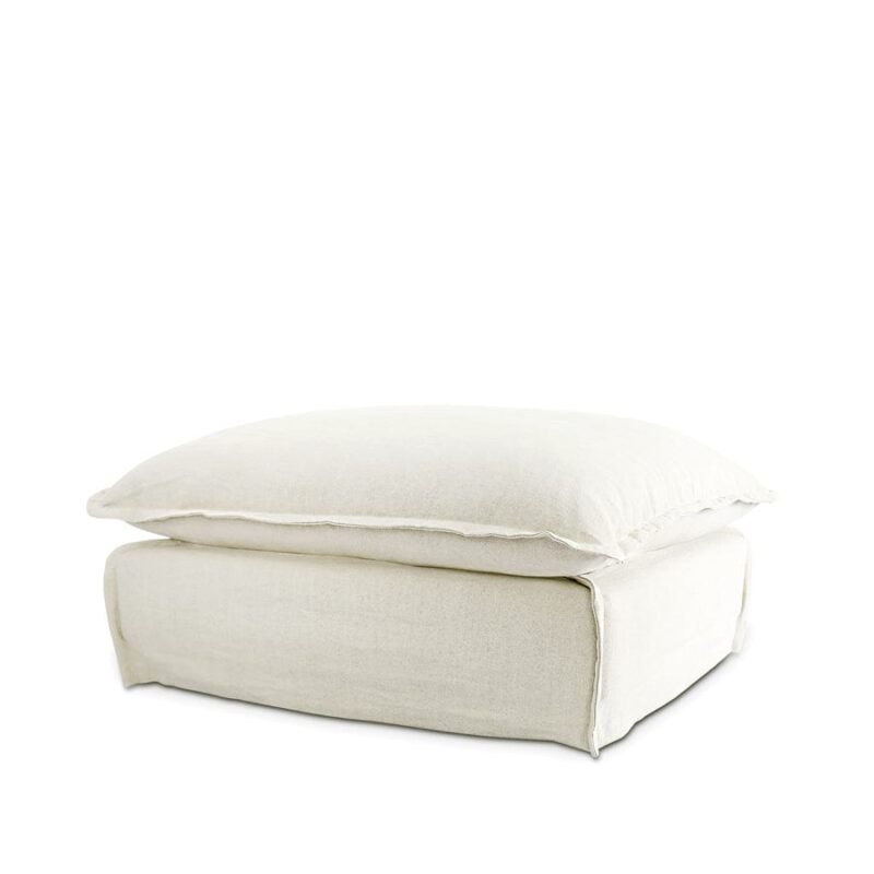 The Cloud Ottoman with Stone Slipcover