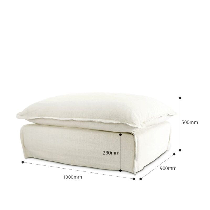 The Cloud Ottoman with Stone Slipcover - Image 13
