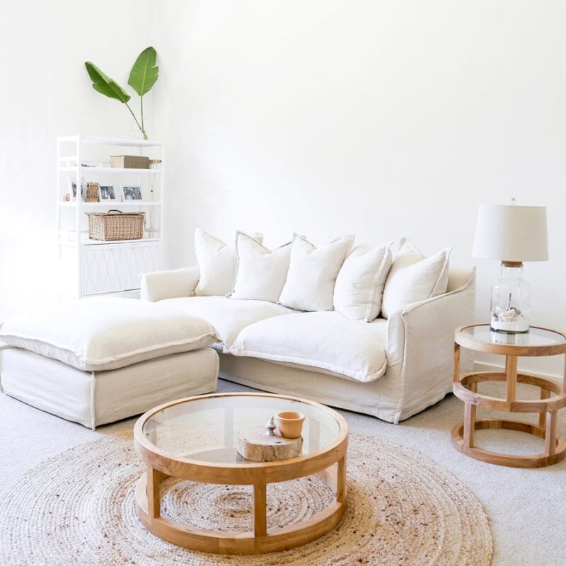 The Cloud Ottoman with Stone Slipcover - Image 10