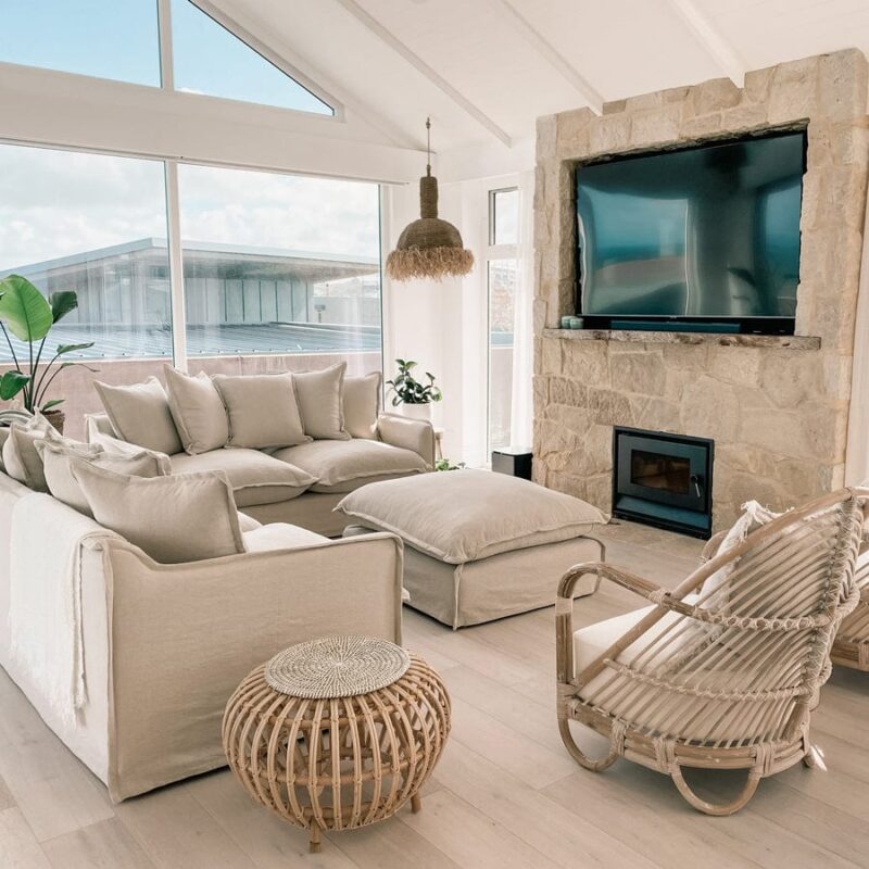 The Cloud Ottoman with Stone Slipcover - Image 5