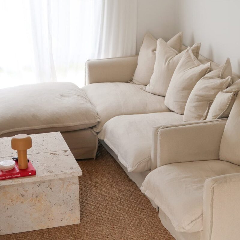 The Cloud Ottoman with Stone Slipcover - Image 2