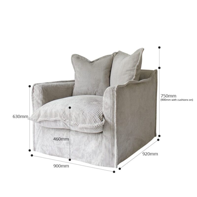 The Cloud Single Seater with Mist Corduroy Slipcover - Image 18