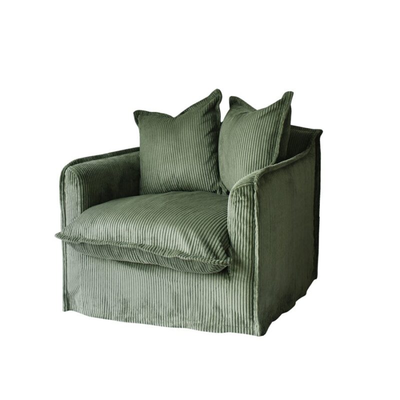 The Cloud Single Seater with Sage Corduroy Slipcover