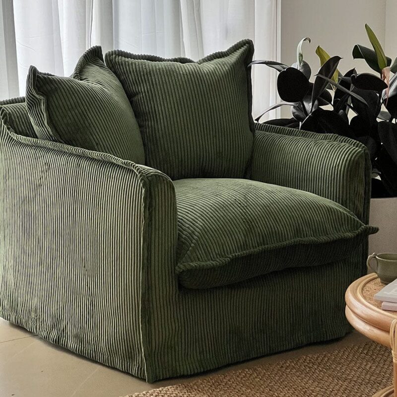 The Cloud Single Seater with Sage Corduroy Slipcover - Image 10
