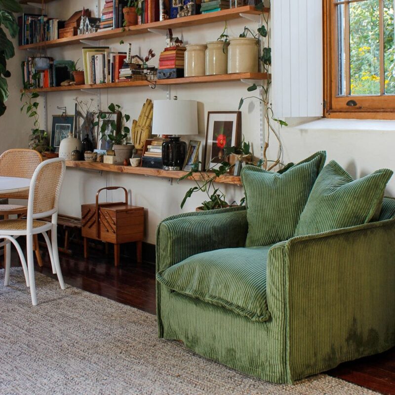 The Cloud Single Seater with Sage Corduroy Slipcover - Image 2