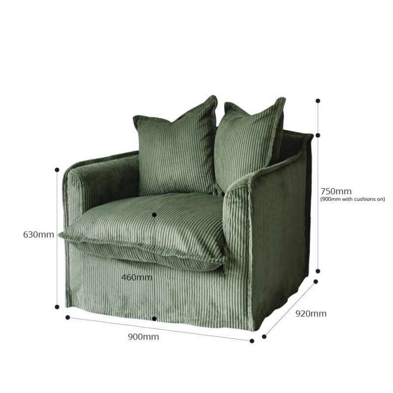 The Cloud Single Seater with Sage Corduroy Slipcover - Image 16
