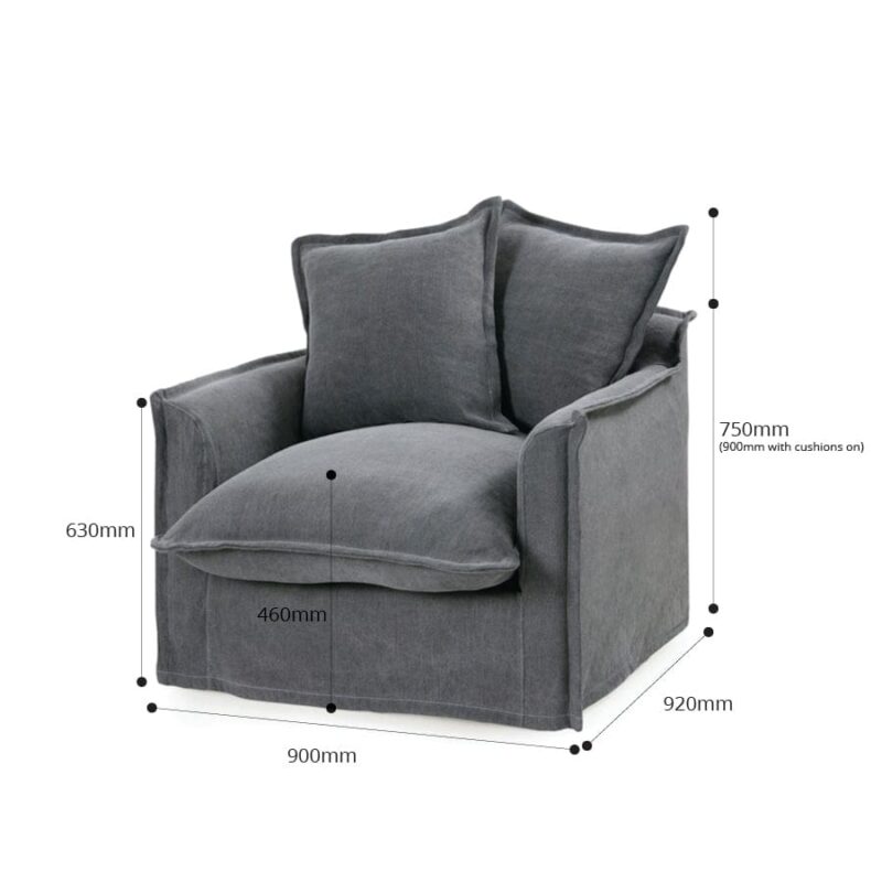 The Cloud Single Seater with Slate Slipcover - Image 13